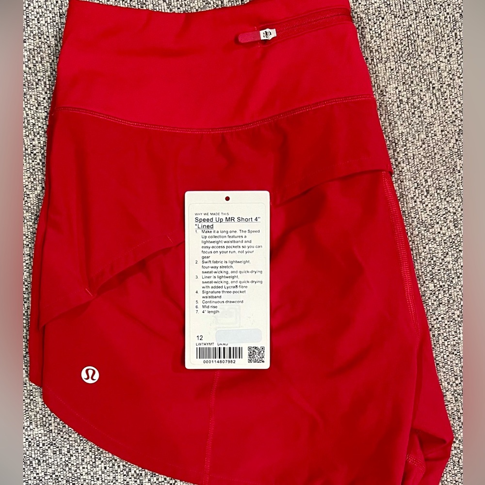 Lululemon Speed Up Shorts Size 12 Dark Red